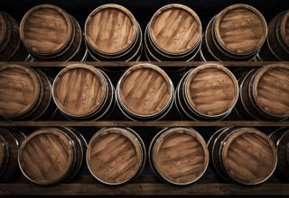 Wooden wine making barrel 3d illustration.