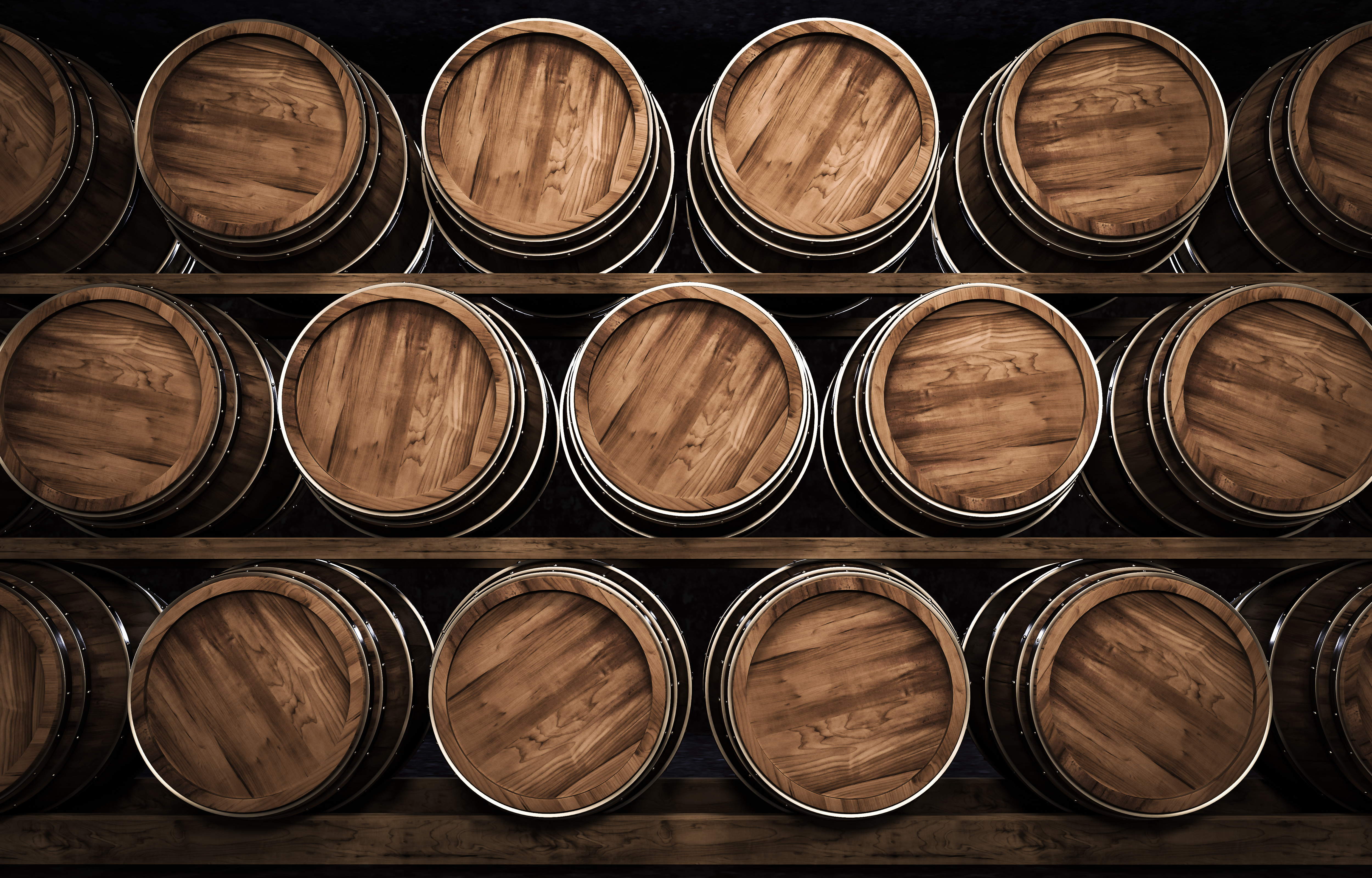 Wooden wine making barrel 3d illustration.