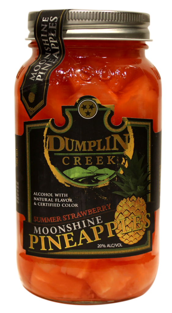 Jar of Dumplin Creek moonshine pineapple.