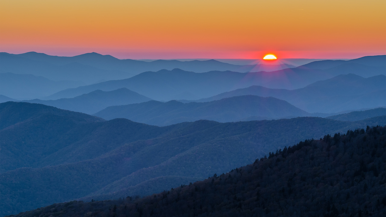 Scenic sunset, Great Smoky Mountains, Tennessee