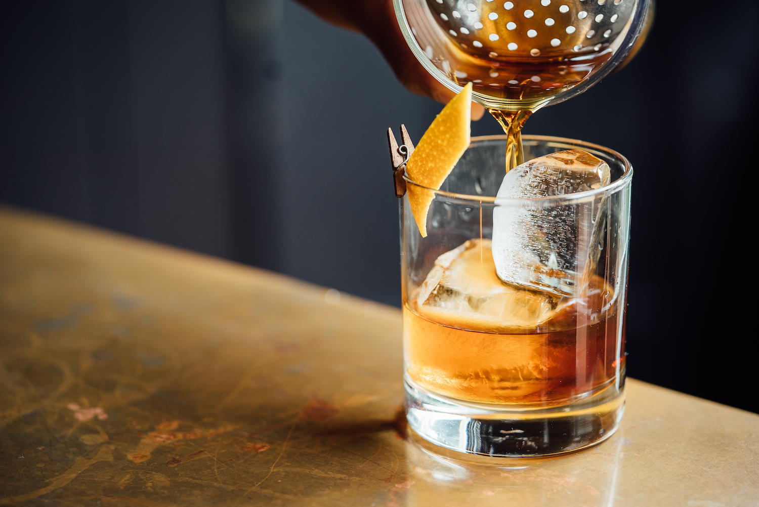 Pouring an old fashioned.